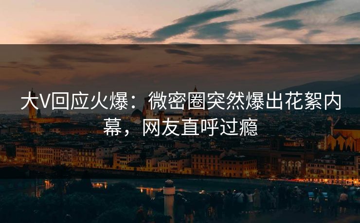 大V回应火爆：微密圈突然爆出花絮内幕，网友直呼过瘾