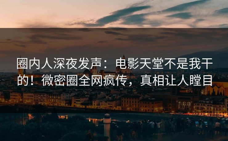 圈内人深夜发声：电影天堂不是我干的！微密圈全网疯传，真相让人瞠目