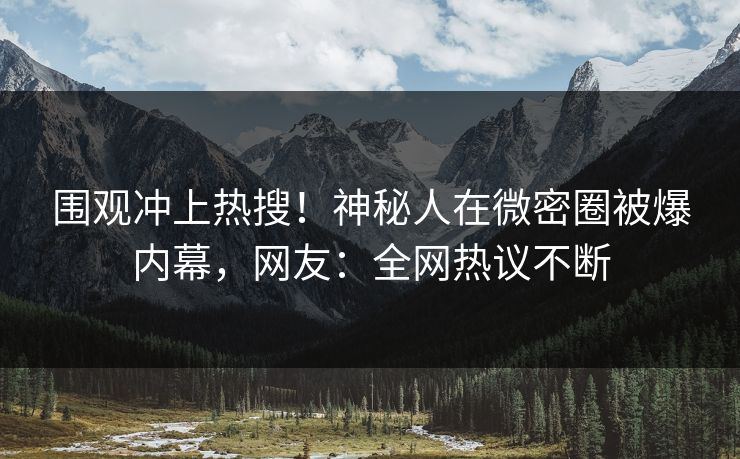 围观冲上热搜！神秘人在微密圈被爆内幕，网友：全网热议不断