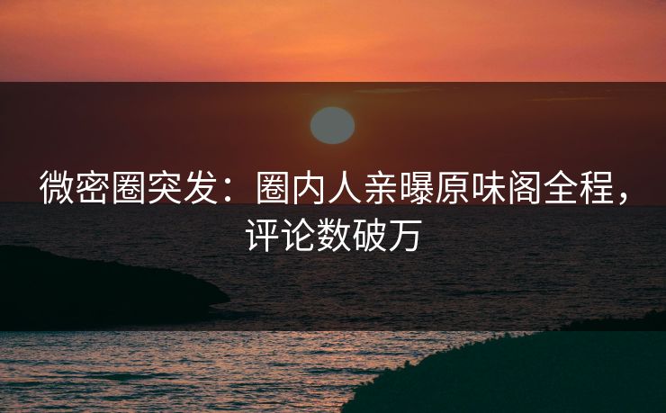 微密圈突发：圈内人亲曝原味阁全程，评论数破万