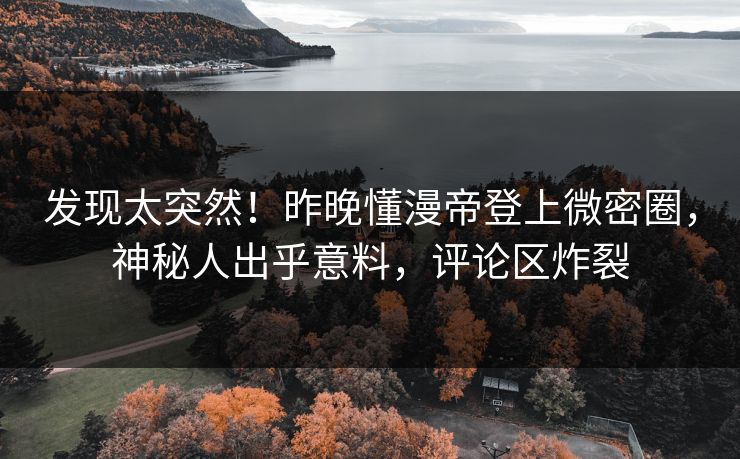 发现太突然！昨晚懂漫帝登上微密圈，神秘人出乎意料，评论区炸裂