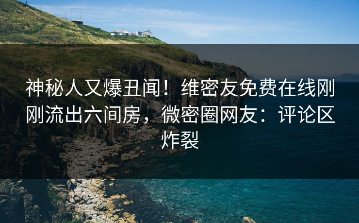 神秘人又爆丑闻！维密友免费在线刚刚流出六间房，微密圈网友：评论区炸裂