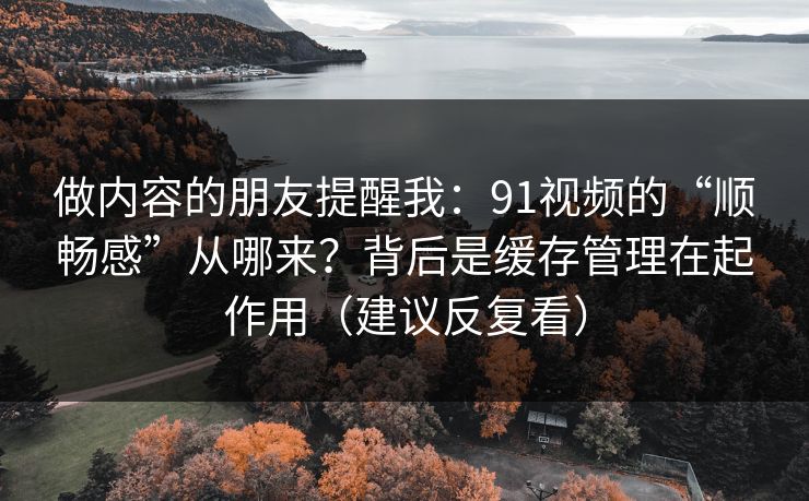 做内容的朋友提醒我:91视频的“顺畅感”从哪来?背后是缓存管理在起作用(建议反复看) 做内容的朋友提醒我:91视频的“顺畅感”从哪来?背后是缓存管理在起作用(建议反复看)