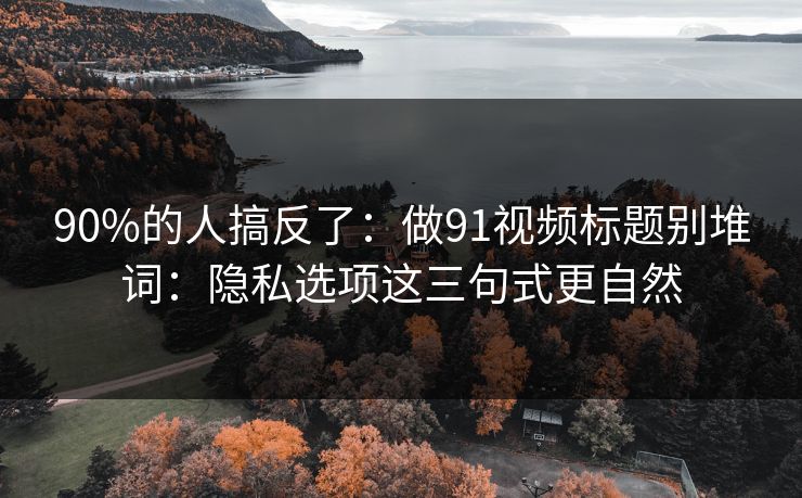 90%的人搞反了：做91视频标题别堆词：隐私选项这三句式更自然